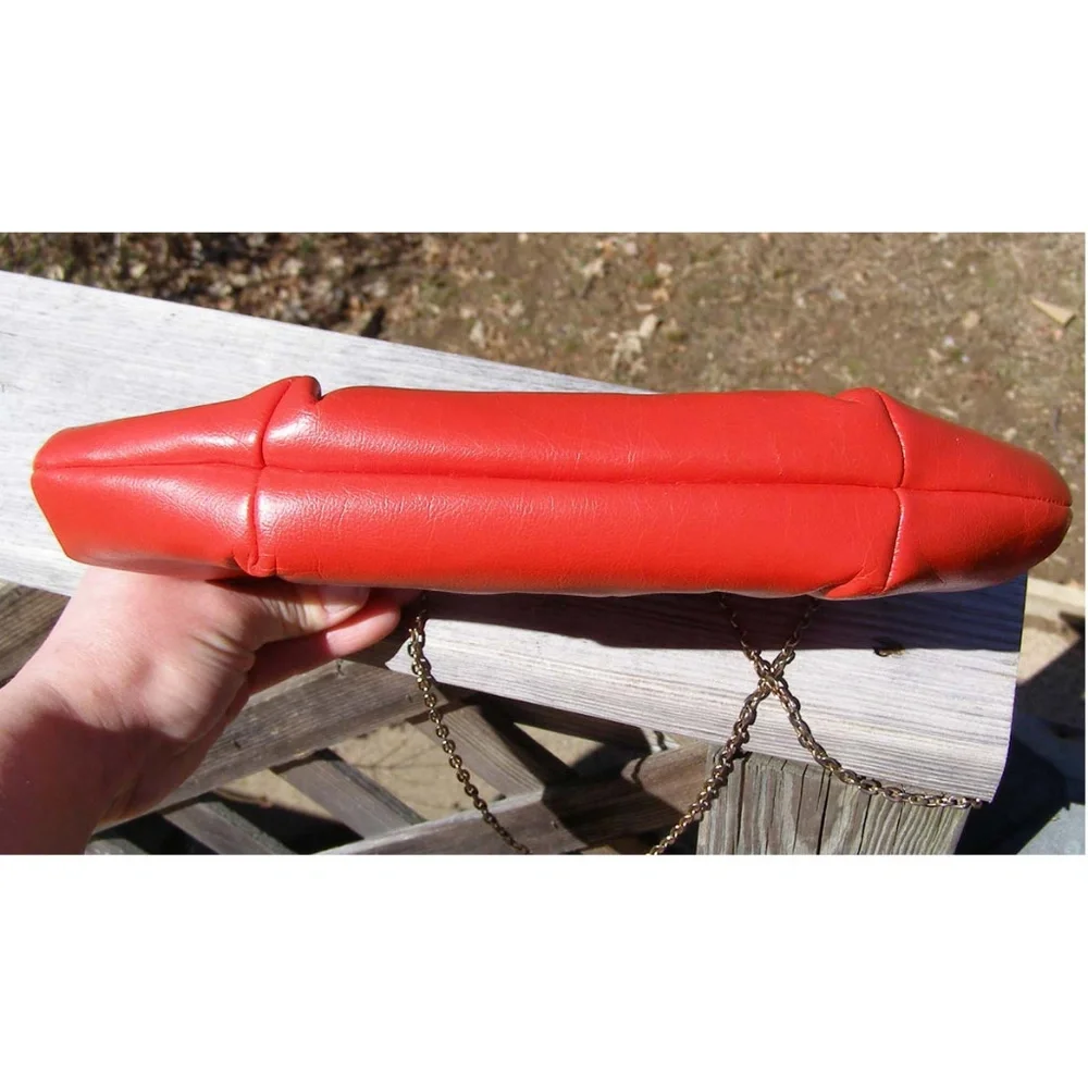 Vintage USA made Harry Levine red leather clutch